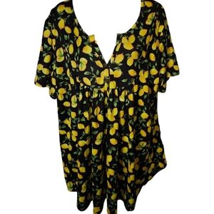 NWT Alle Grace Lemon V-Neck Short Sleeve Top